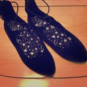 Black velvet flats